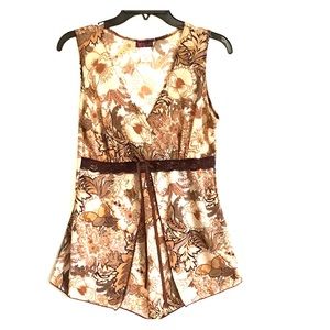 Agenda Brown and tan paisley print shirt